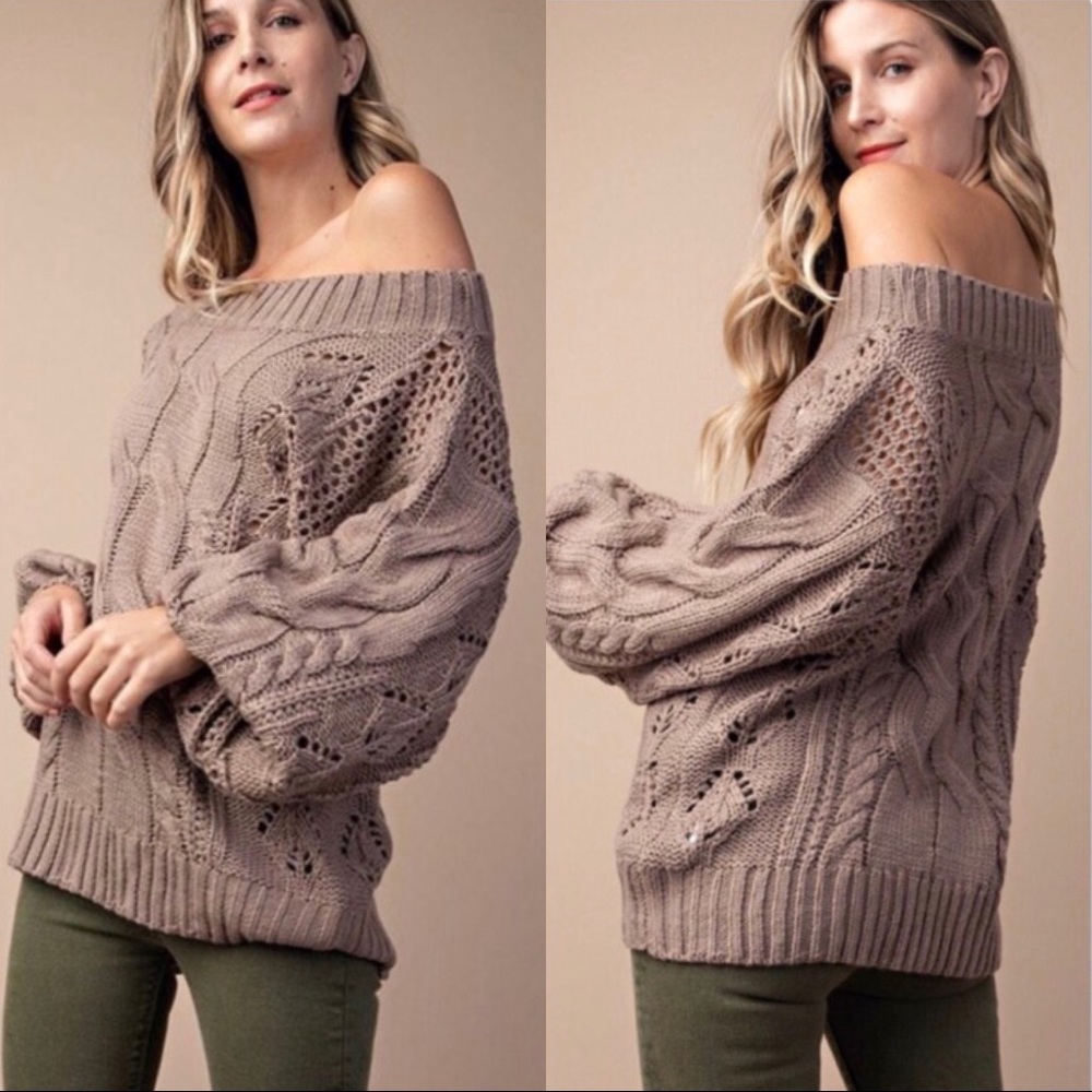 ❄️LAST1️⃣//MOCHA OFF SHOULDER SWEATER - Picture 3 of 5